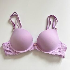 Victoria's Secret Dream Angels Smooth & Lace Push Up Bra Lilac Purple 34A